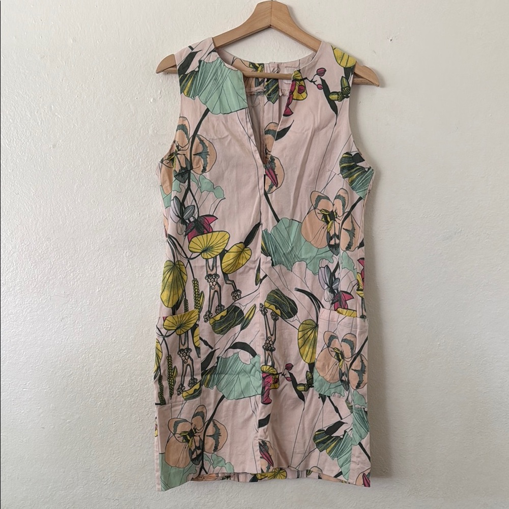H&M Conscious Collection Nature Dress in Pink Green Gray Yellow Sz Missing